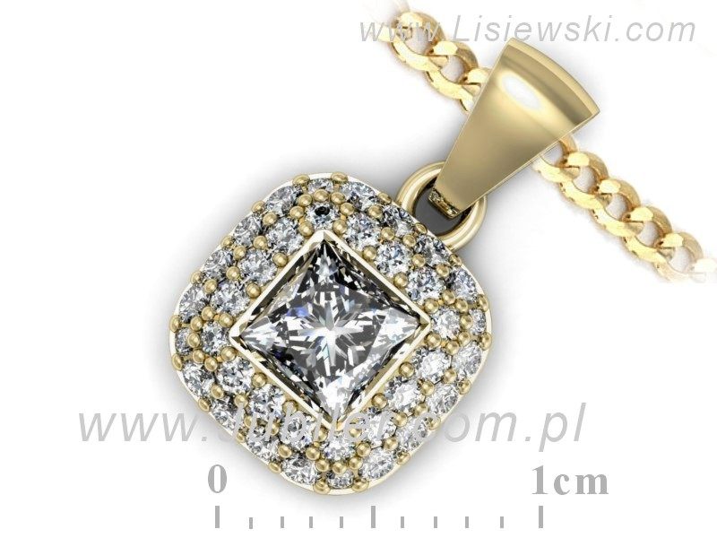 Złota zawieszka Wisiorek z diamentem i brylantami - w16136z — zdjęcie 3