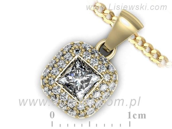 Złota zawieszka Wisiorek z diamentem i brylantami - w16136z