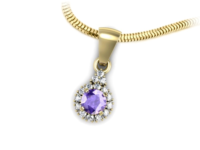 Złoty Wisiorek z tanzanitem i brylantami - w16137zt — zdjęcie 3