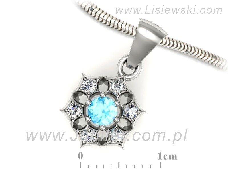 Wisiorek z topazem i brylantami białe złoto 585 - w16145ba — zdjęcie 3