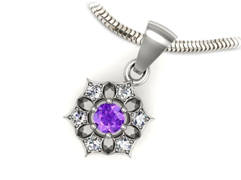 Wisiorek z ametystem i brylantami białe złoto - w16145bat — zdjęcie 3