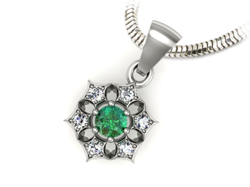 Zawieszka ze szmaragdem z brylantami białe złoto - w16145bsm — zdjęcie 3