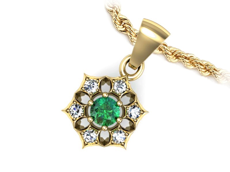Wisiorek ze szmaragdem i brylantami żółte złoto - w16145zsm — zdjęcie 3