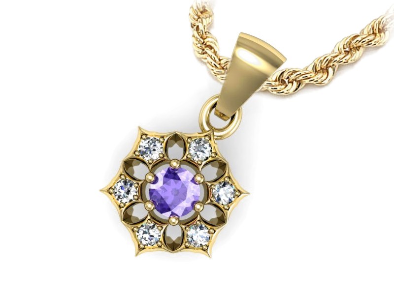 Złota zawieszka z tanzanitem z brylantami - w16145zt — zdjęcie 3