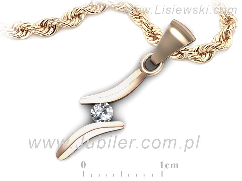 Złota zawieszka Wisiorek z brylantem różowe złoto - w16146c — zdjęcie 3