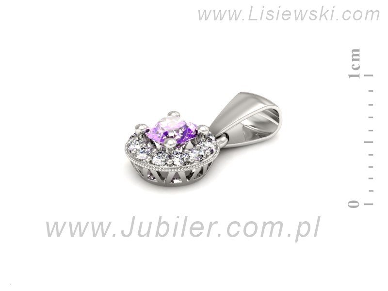 Zawieszka z ametystem i brylantami białe złoto - w16188bat — zdjęcie 2