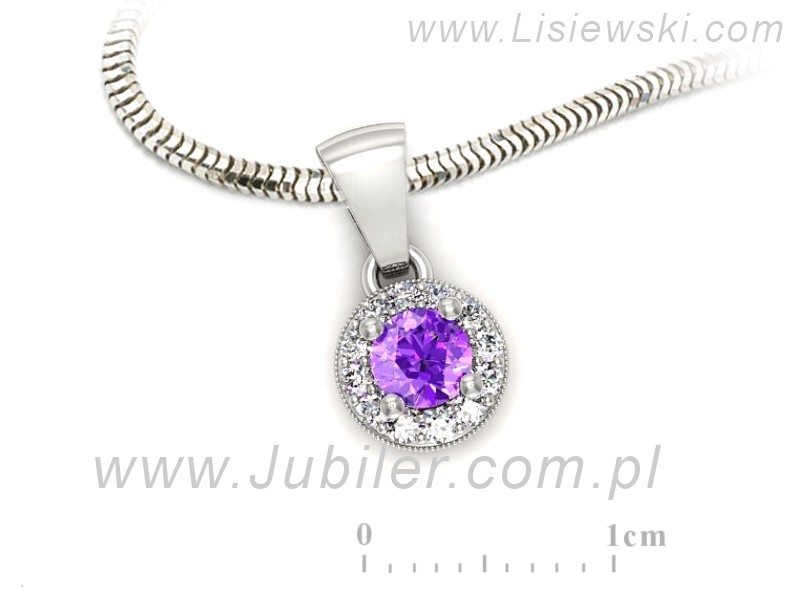 Zawieszka z ametystem i brylantami białe złoto - w16188bat — zdjęcie 3