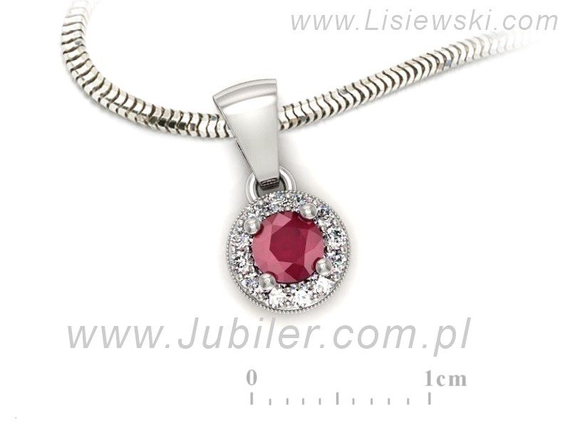 Zawieszka z rubinem i brylantami białe złoto - w16188br — zdjęcie 3