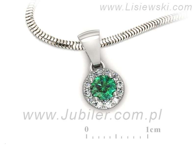 Wisiorek ze szmaragdem i brylantami białe złoto - w16188bsm — zdjęcie 3