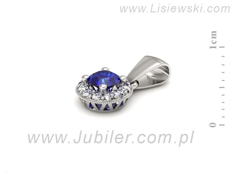 Zawieszka z szafirem i brylantami białe złoto - w16188bszc — zdjęcie 2
