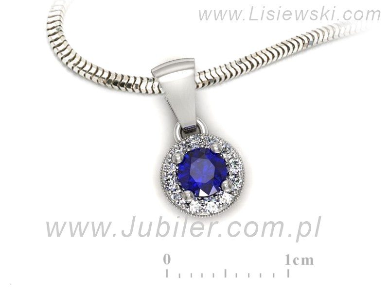 Zawieszka z szafirem i brylantami białe złoto - w16188bszc — zdjęcie 3