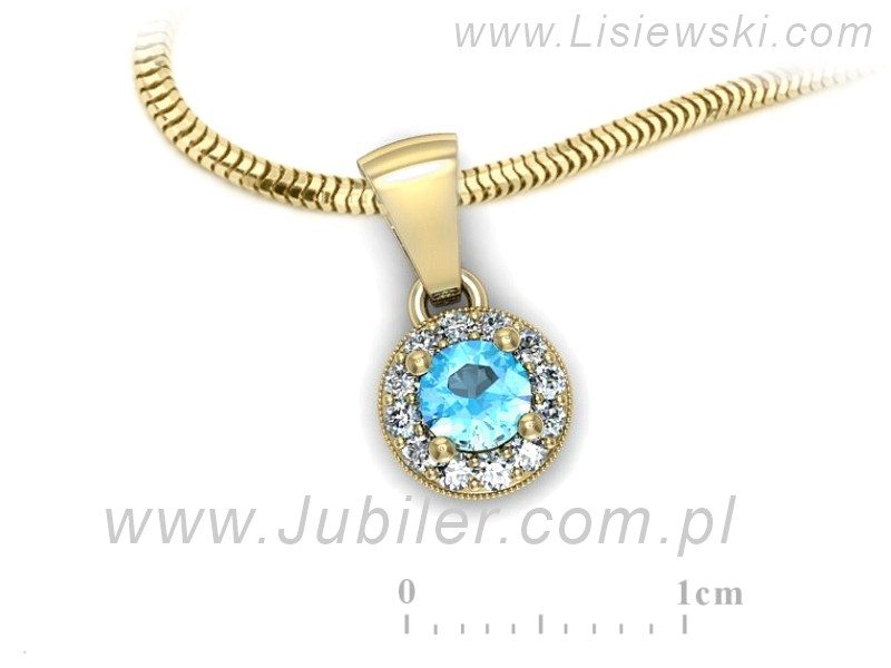 Wisiorek z topazem i brylantami żółte złoto 585 - w16188ztp — zdjęcie 3