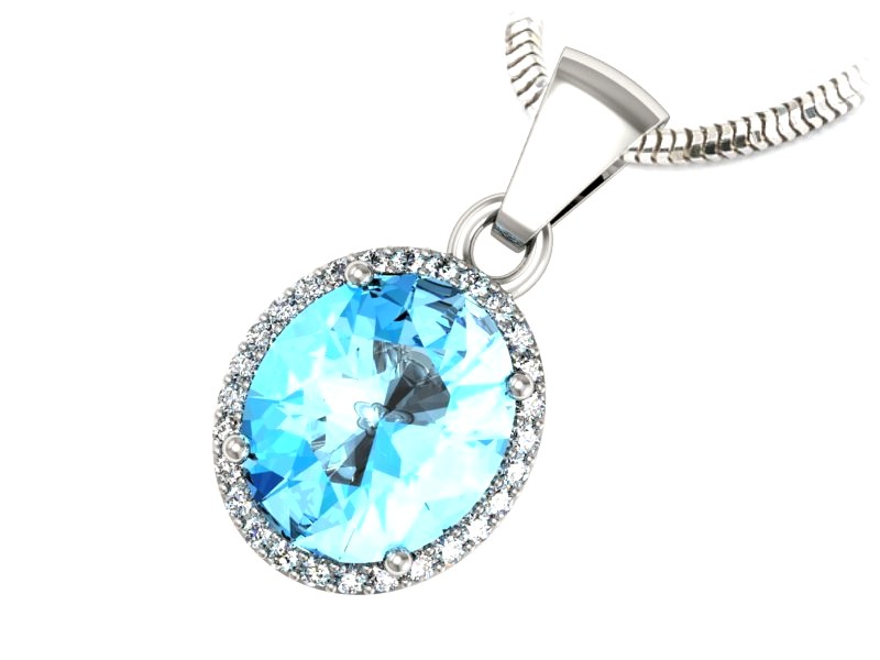 Wisiorek z topazem i brylantami białe złoto 585 - w16212ba — zdjęcie 3