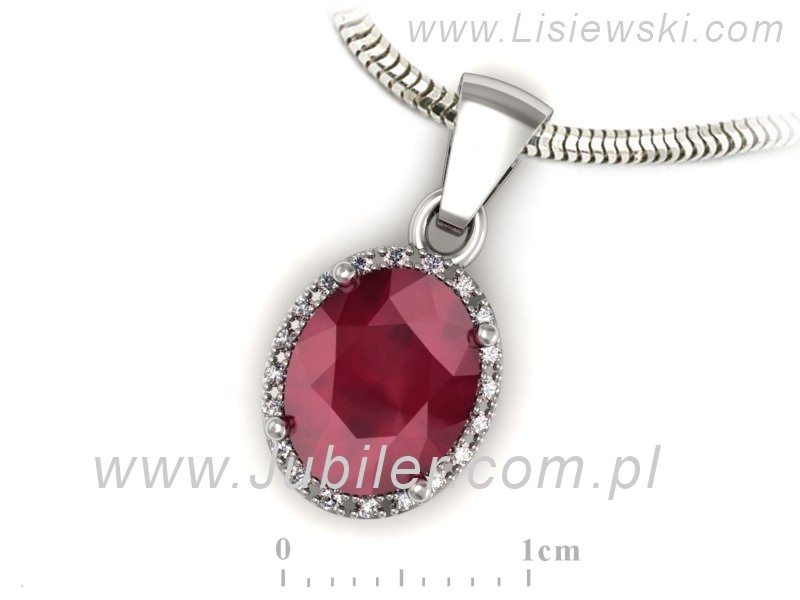 Zawieszka z rubinem i brylantami białe złoto 585 - w16212br — zdjęcie 3