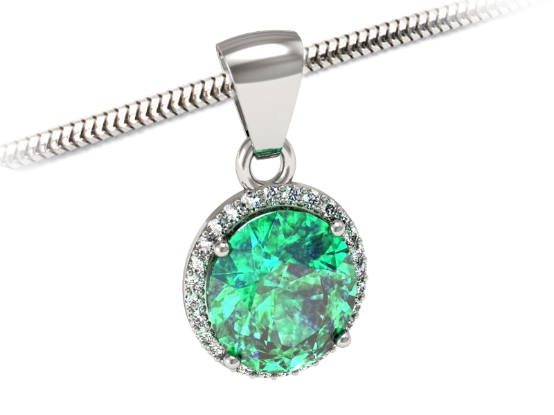 Zawieszka ze szmaragdem z brylantami białe złoto - w16212bsm — zdjęcie 3