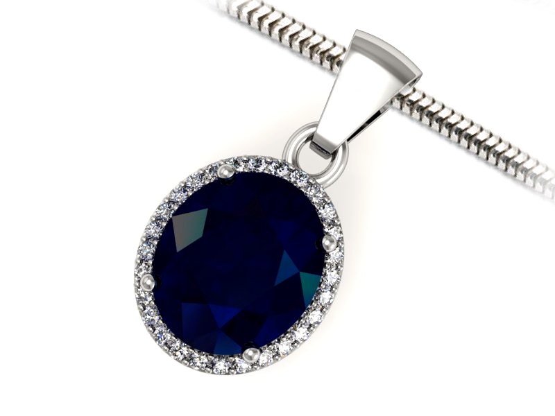 Zawieszka z szafirem i brylantami białe złoto - w16212bsz — zdjęcie 3