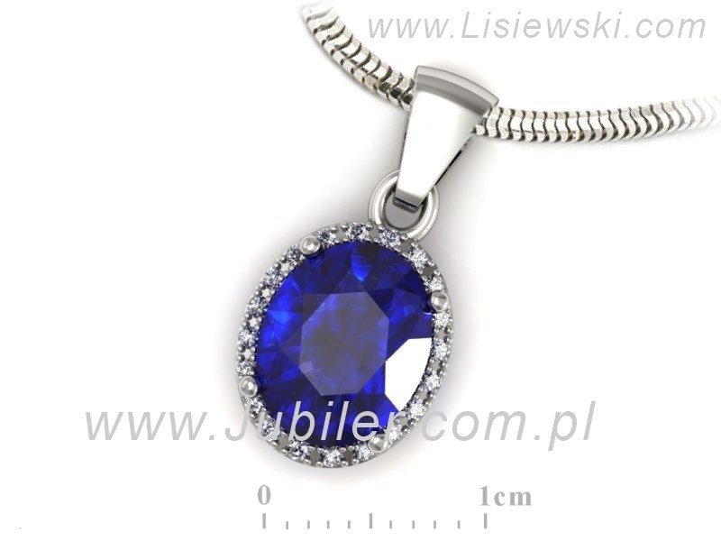 Zawieszka z szafirem i brylantami białe złoto - w16212bszc — zdjęcie 3