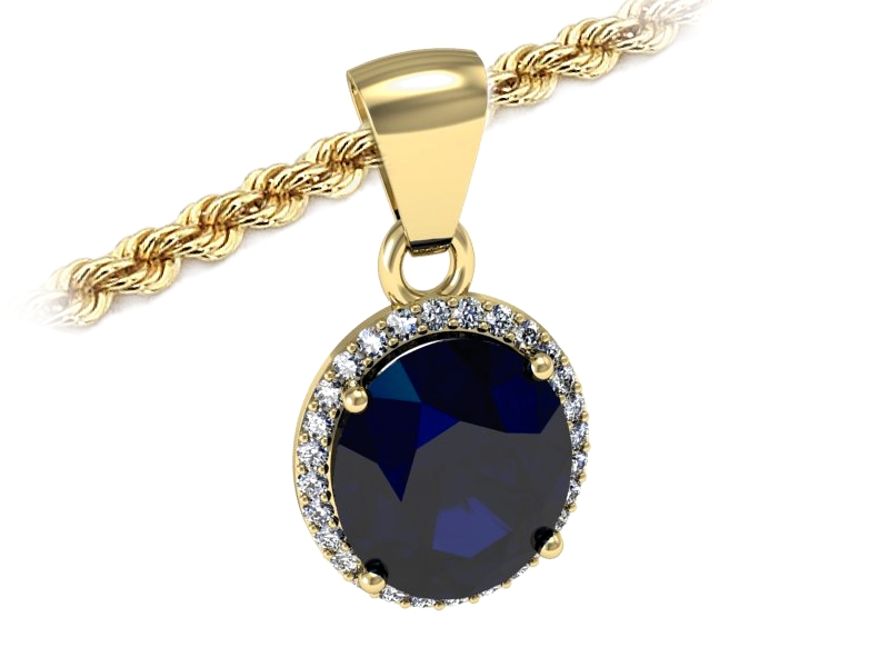 Zawieszka z szafirem i brylantami żółte złoto - w16212zsz — zdjęcie 3