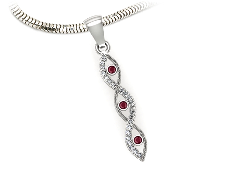 Złota zawieszka Wisiorek z granatem i diamentami - w16216br — zdjęcie 3