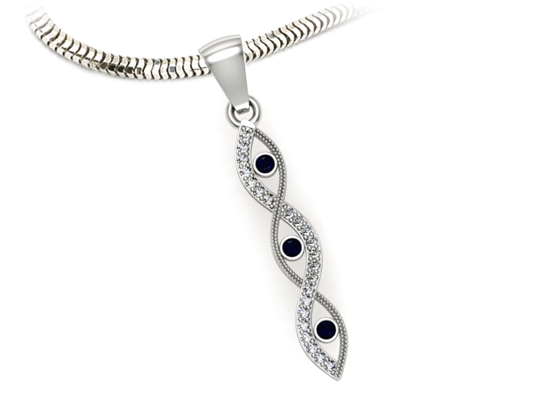 Wisiorek z szafirami i brylantami białe złoto - w16216bsz — zdjęcie 3