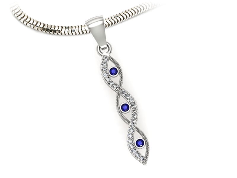 Wisiorek z szafirami i brylantami białe złoto - w16216bszc — zdjęcie 3