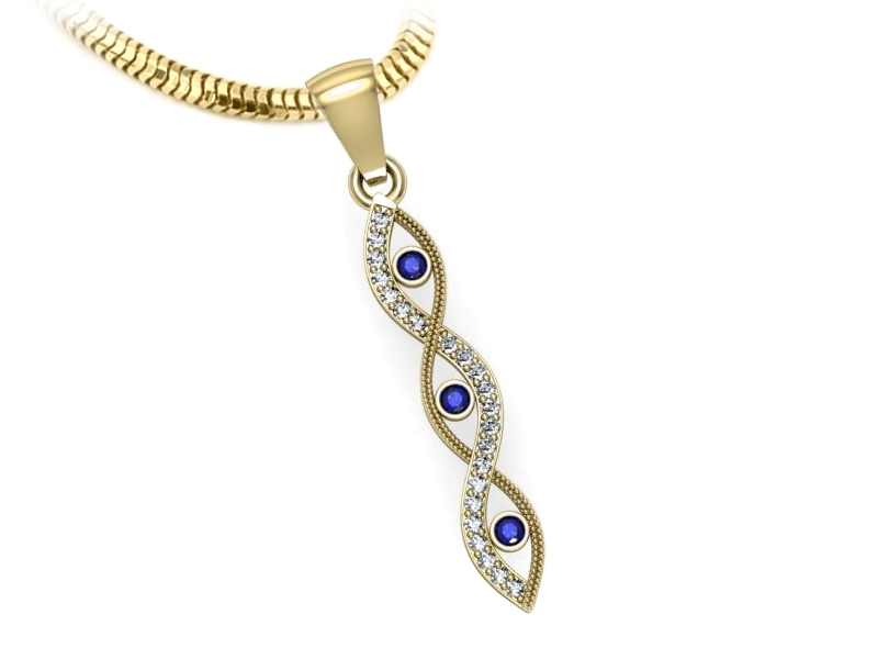 Wisiorek z szafirami i brylantami żółte złoto - w16216zszc — zdjęcie 3