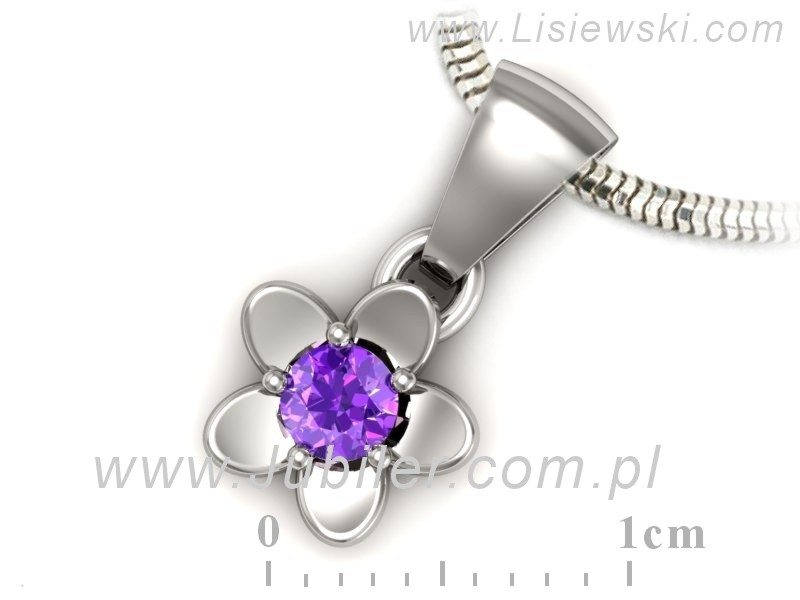 Zawieszka z ametystem w białym złocie 585 piękny styl - w16218bat — zdjęcie 3