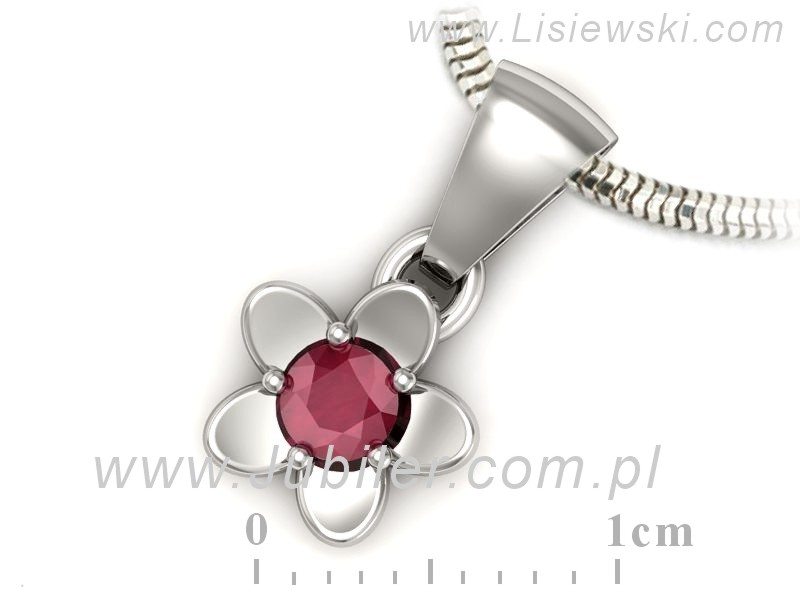 Zawieszka z rubinem w białym złocie 585 elegancki styl - w16218br — zdjęcie 3