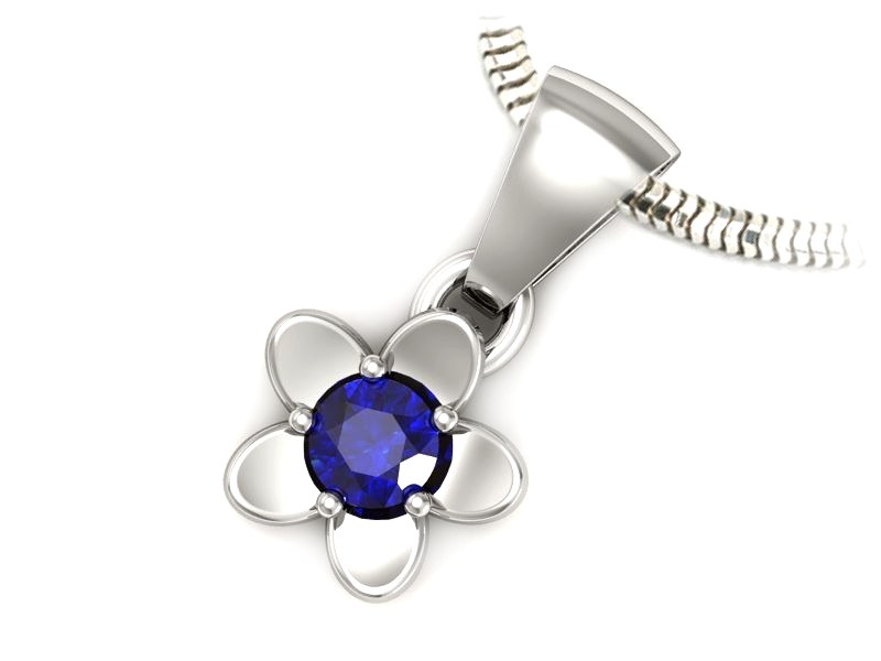 Zawieszka z szafirem w białym złocie królewski styl - w16218bszc — zdjęcie 3