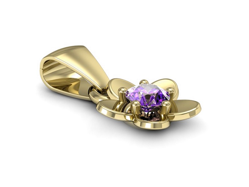 Ametystowy kwiat - złota zawieszka pełna gracji - w16218zat — zdjęcie 2
