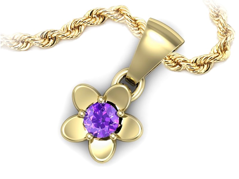 Ametystowy kwiat - złota zawieszka pełna gracji - w16218zat — zdjęcie 3