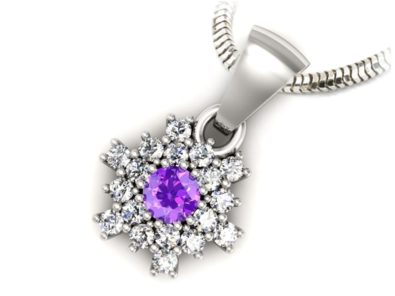 Wisiorek z ametystem z brylantami białe złoto - w16227bat — zdjęcie 3