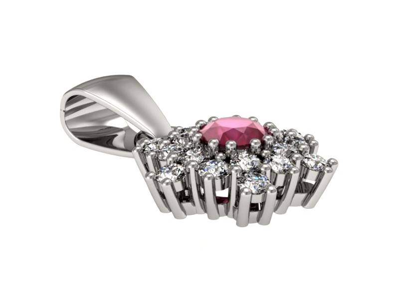 Zawieszka z rubinem i brylantami białe złoto 585 - w16227br — zdjęcie 2