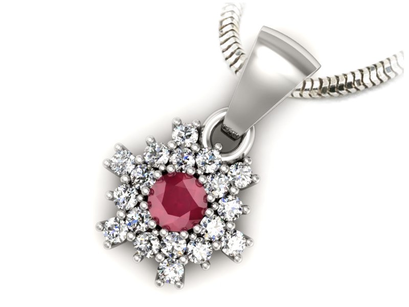 Zawieszka z rubinem i brylantami białe złoto 585 - w16227br — zdjęcie 3