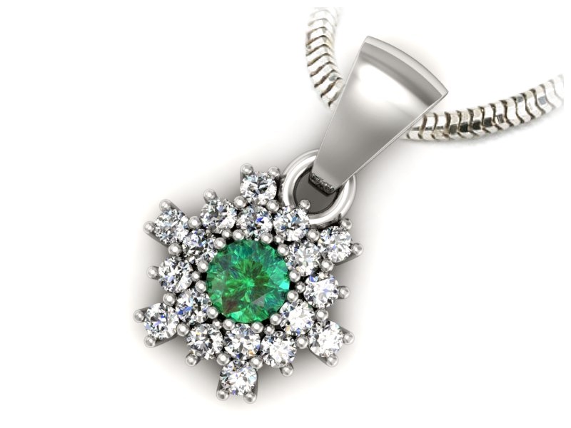 Zawieszka ze szmaragdem z brylantami białe złoto - w16227bsm — zdjęcie 3