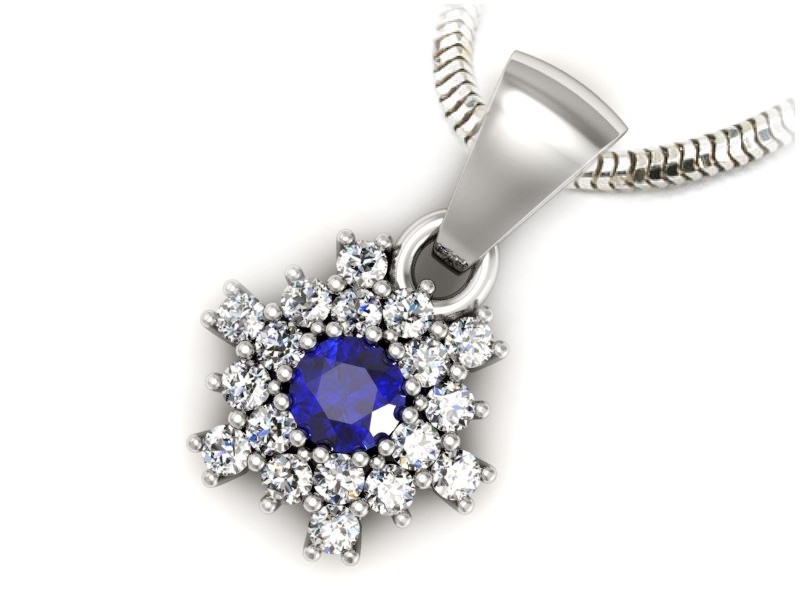 Zawieszka z szafirem i brylantami białe złoto - w16227bszc — zdjęcie 3