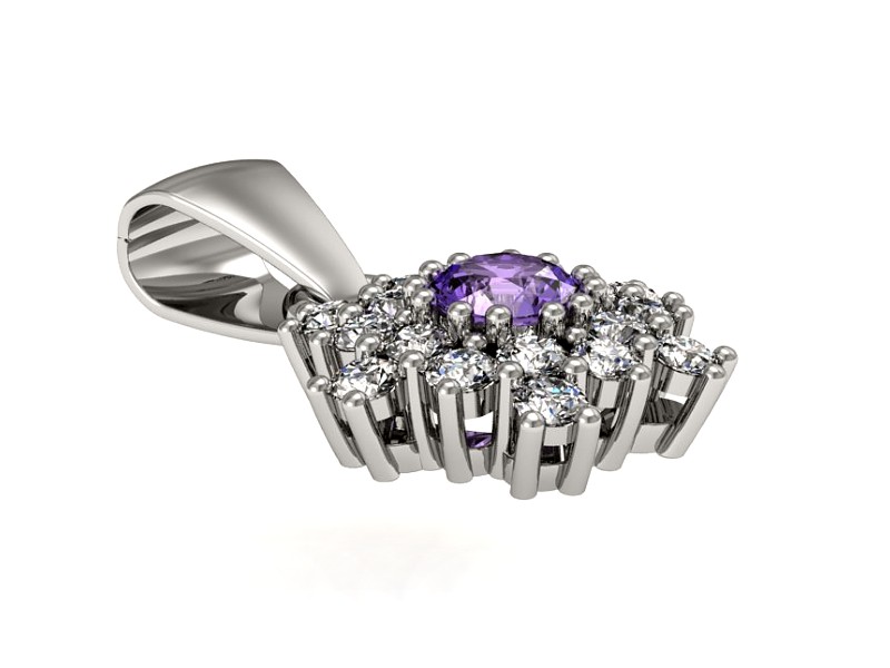 Zawieszka z tanzanitem z brylantami białe złoto - w16227bt — zdjęcie 2