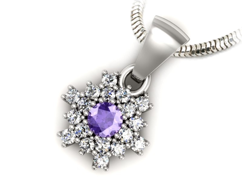 Zawieszka z tanzanitem z brylantami białe złoto - w16227bt — zdjęcie 3