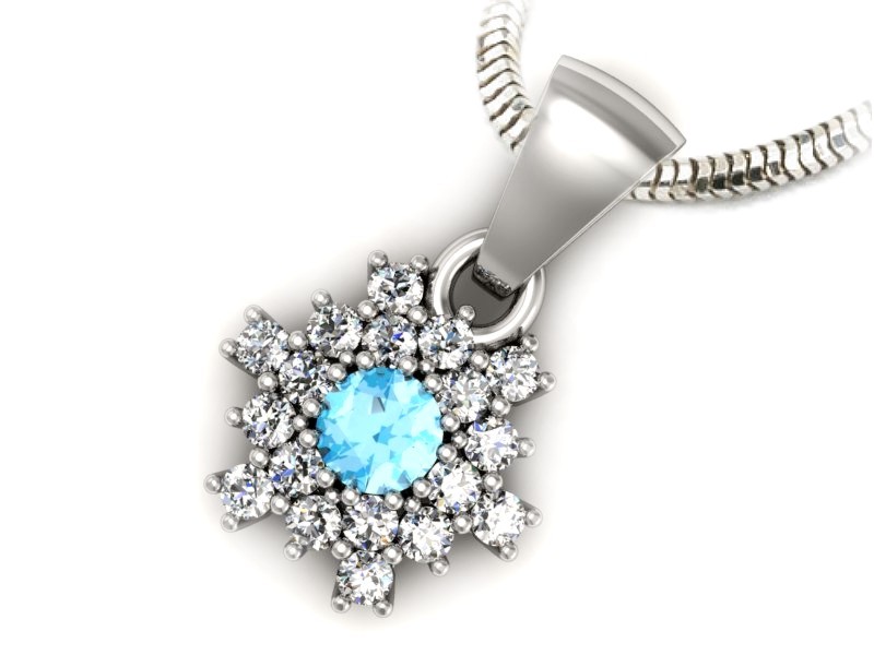 Wisiorek z topazem i brylantami białe złoto 585 - w16227btp — zdjęcie 3