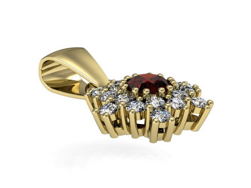 Zawieszka z granatem i brylantami żółte złoto - w16227zgr — zdjęcie 2