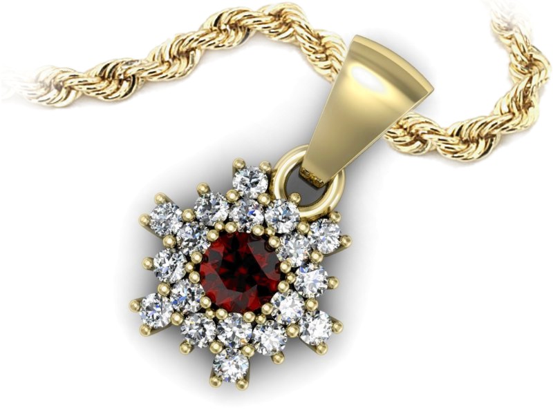 Zawieszka z granatem i brylantami żółte złoto - w16227zgr — zdjęcie 3