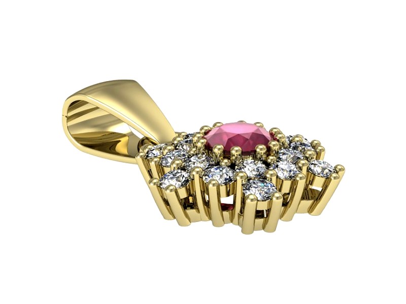 Zawieszka z rubinem i brylantami żółte złoto 585 - w16227zr — zdjęcie 2