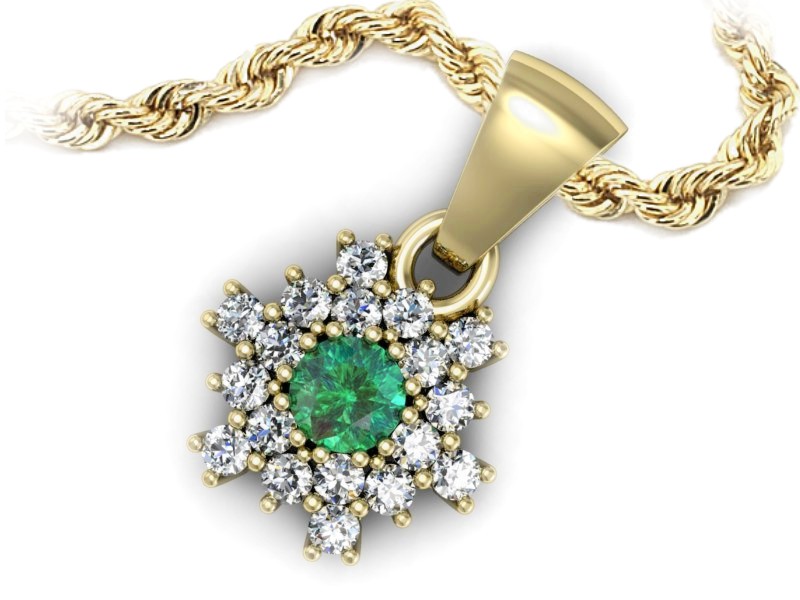 Wisiorek ze szmaragdem i brylantami żółte złoto - w16227zsm — zdjęcie 3