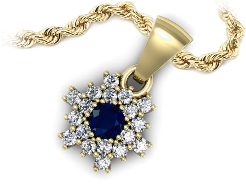 Zawieszka z szafirem i brylantami żółte złoto - w16227zsz — zdjęcie 3