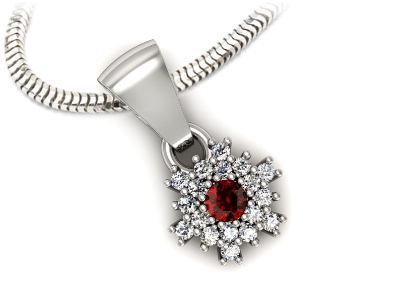 Zawieszka z granatem i brylantami białe złoto - w16228bgr — zdjęcie 3