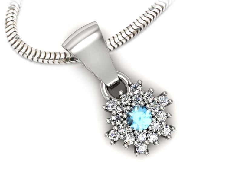 Wisiorek z topazem i brylantami białe złoto 585 - w16228btp — zdjęcie 3