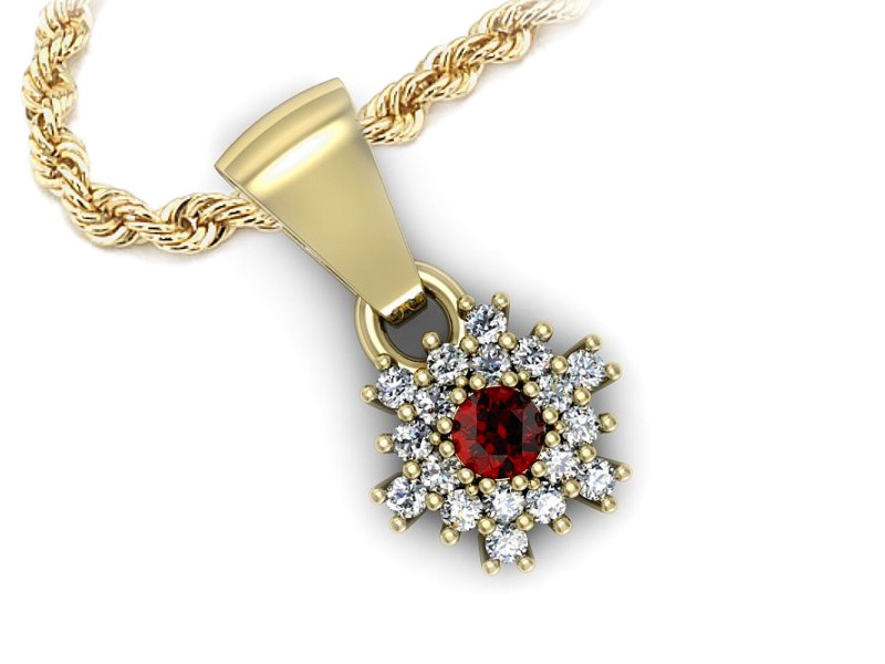 Zawieszka z granatem i brylantami żółte złoto - w16228zgr — zdjęcie 3
