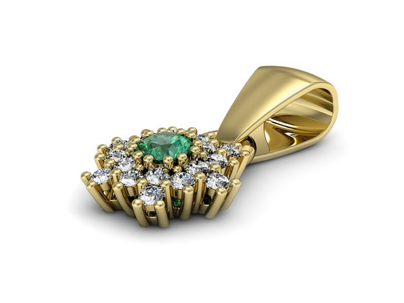 Wisiorek ze szmaragdem i brylantami żółte złoto - w16228zsm — zdjęcie 2