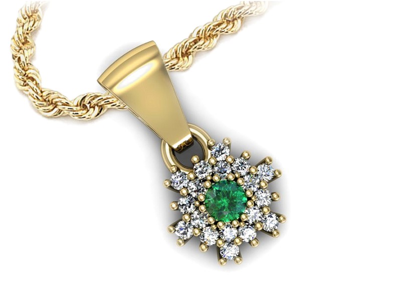 Wisiorek ze szmaragdem i brylantami żółte złoto - w16228zsm — zdjęcie 3