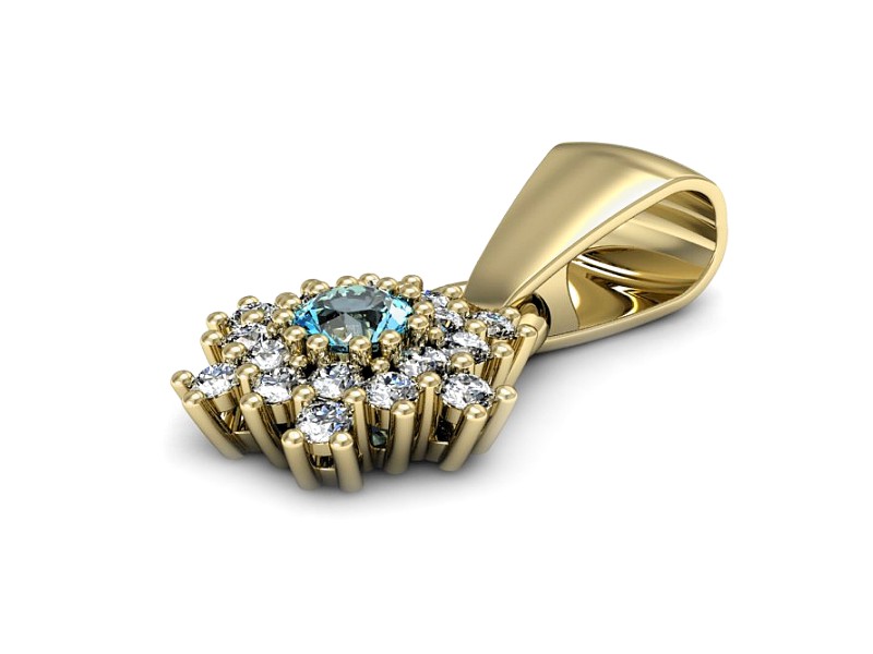 Wisiorek z topazem i brylantami żółte złoto 585 - w16228ztp — zdjęcie 2